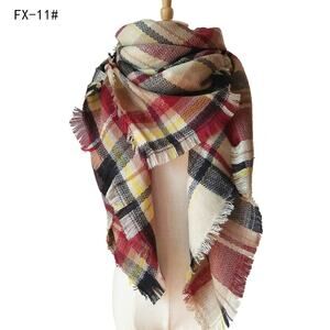 Women Beige Black Red Yellow Plaid Scarf Soft Knit Blanket Scarf